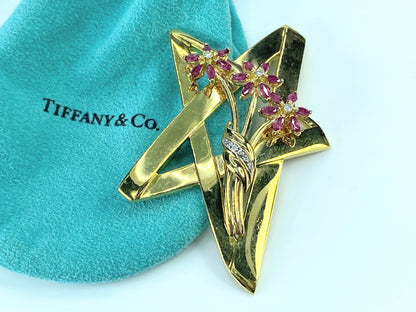 Tiffany & Co. Paloma Picasso Ruby Diamond Star brooch in 18K gold JR9244