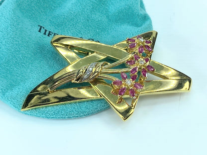 Tiffany & Co. Paloma Picasso Ruby Diamond Star brooch in 18K gold JR9244