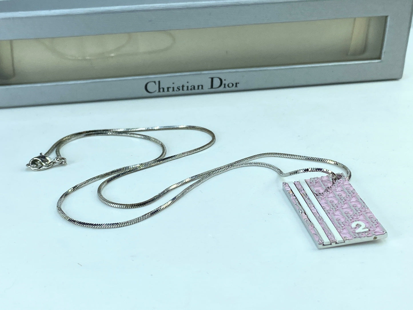 Vintage new Christian Dior Oblique Trotter Pendant Necklace with box GS679