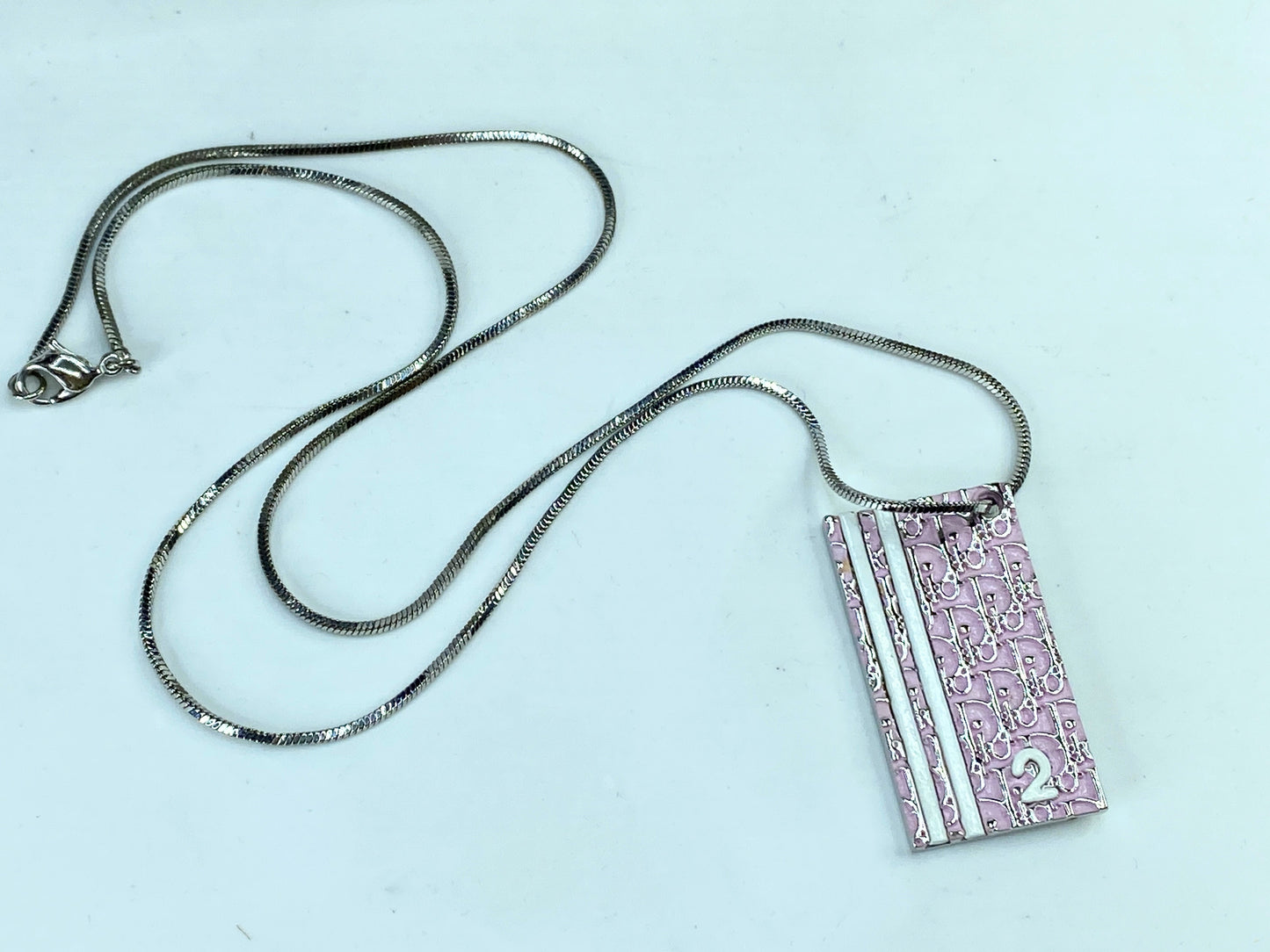 Vintage new Christian Dior Oblique Trotter Pendant Necklace with box GS679