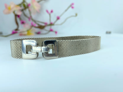 Tiffany & Co. "Somerset" Sterling Mesh Buckle Bracelet 6.5" JR10