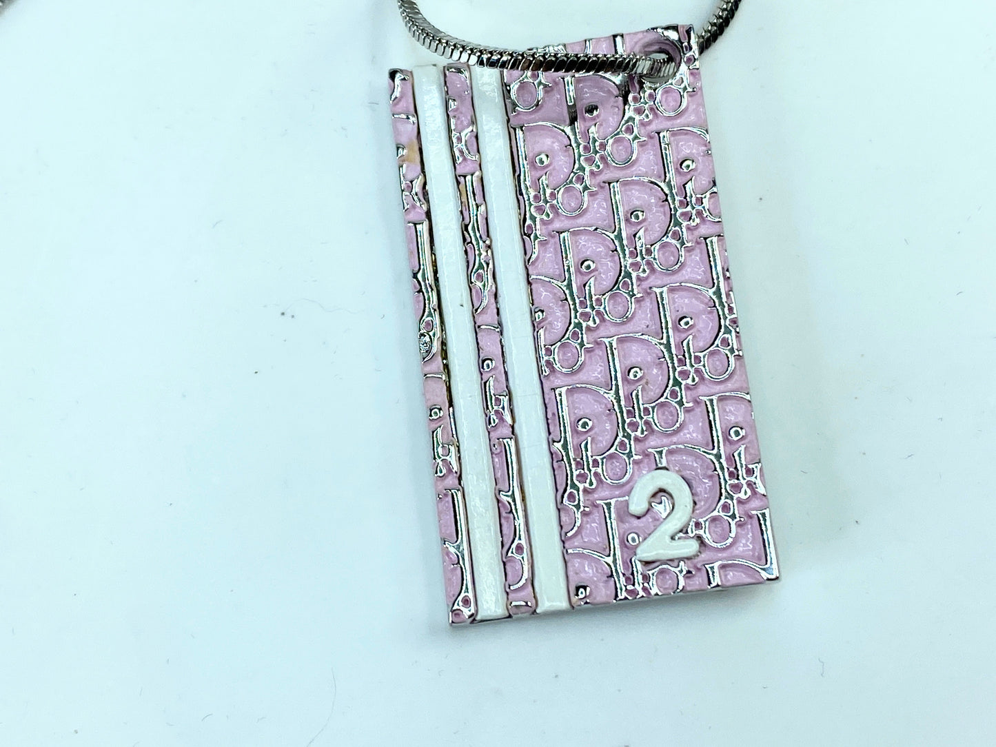 Vintage new Christian Dior Oblique Trotter Pendant Necklace with box GS679