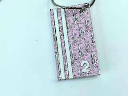 Vintage new Christian Dior Oblique Trotter Pendant Necklace with box GS679