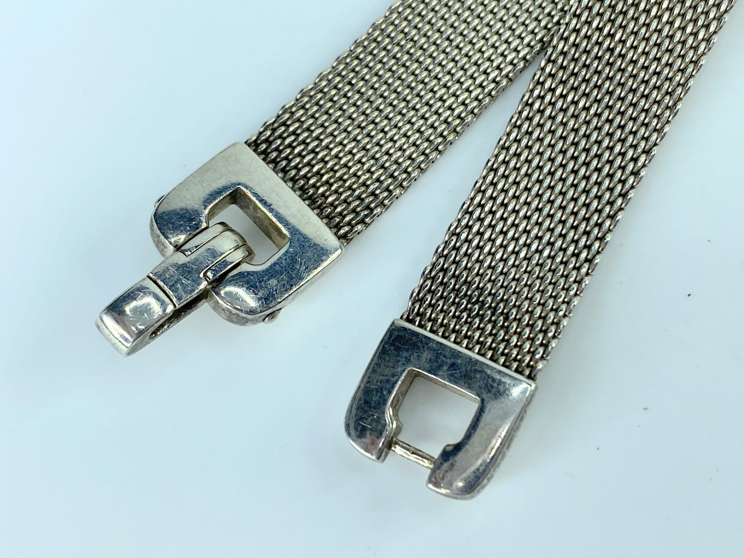 Tiffany & Co. "Somerset" Sterling Mesh Buckle Bracelet 6.5" JR10