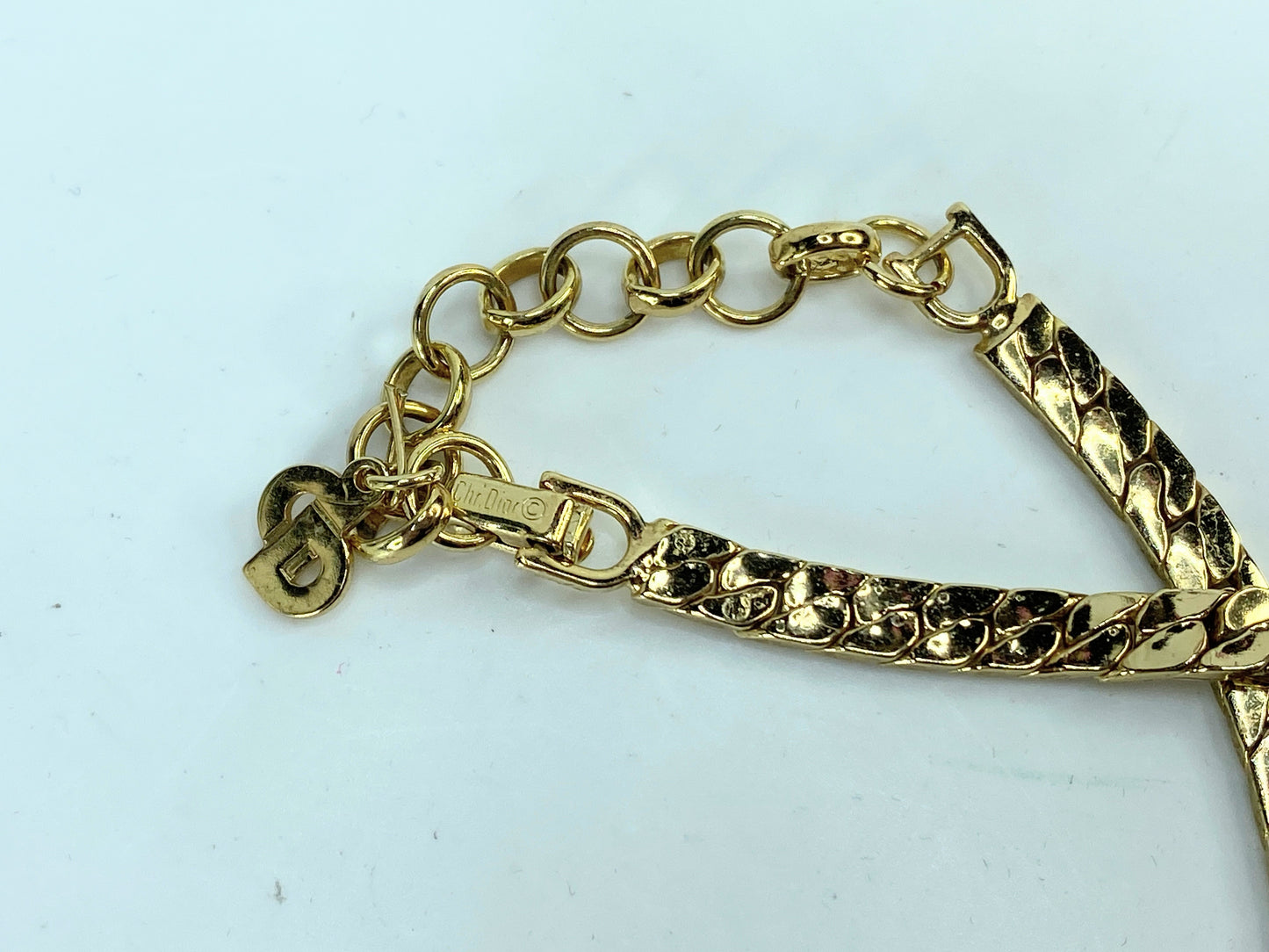 Vintage Christian Dior 980s Whole Sparkling Crystals Crescent Necklace GS680