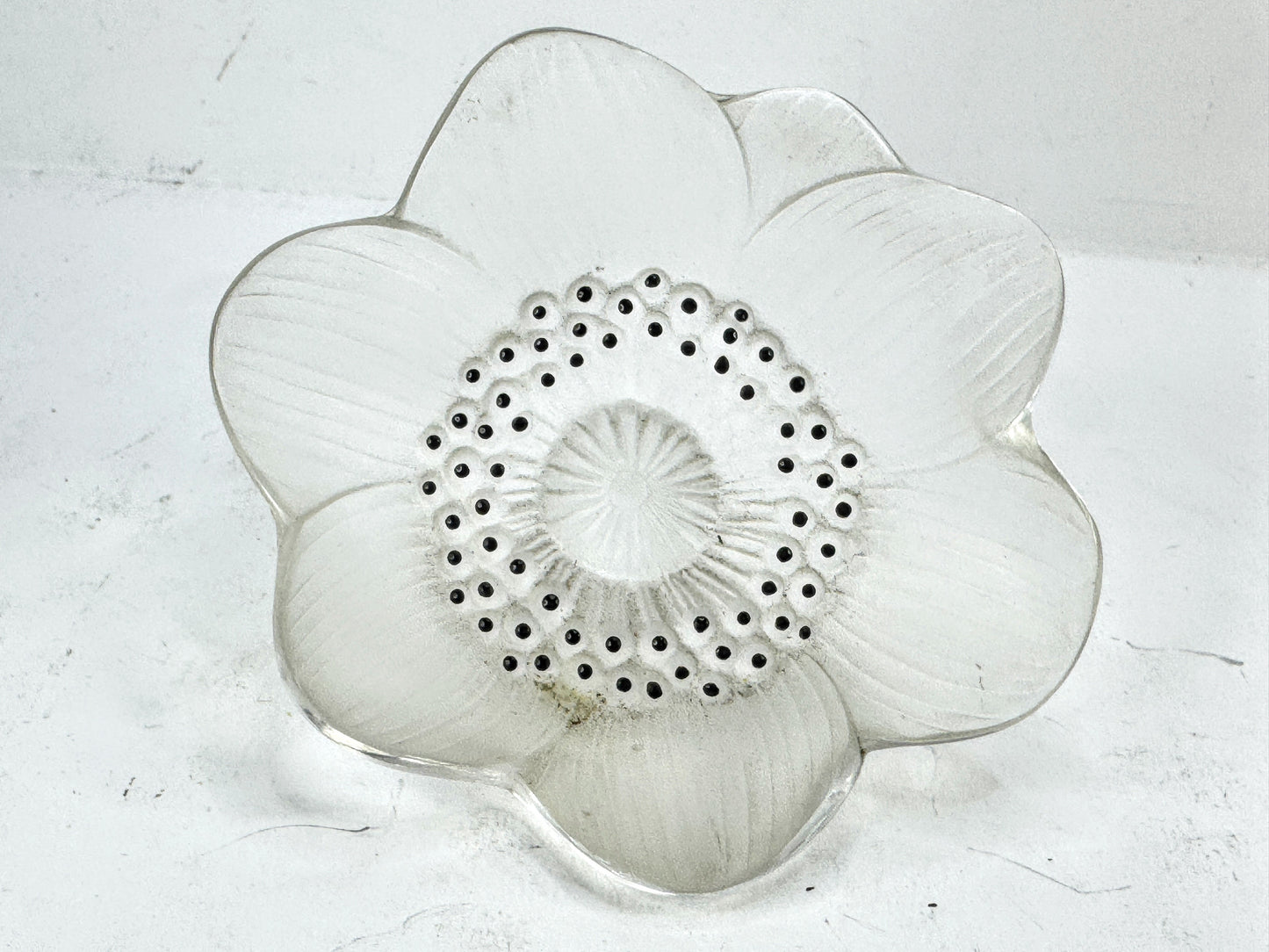Vintage Lalique Frosted Crystal Anemone Flower Sculpture France A991