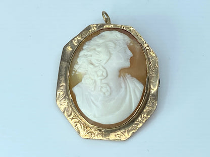 14K yellow gold Victorian Cameo Brooch in Rose Gold 1 3/8" 7.4g JR0013