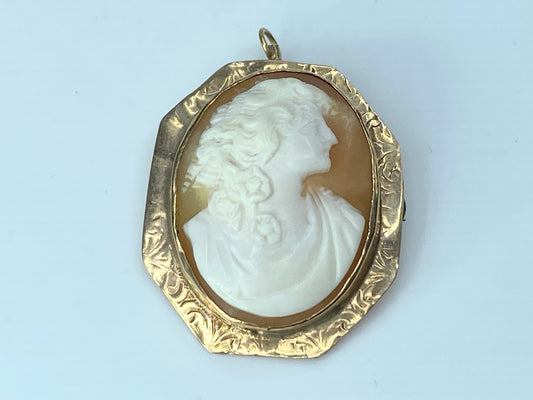 14K yellow gold Victorian Cameo Brooch in Rose Gold 1 3/8" 7.4g JR0013