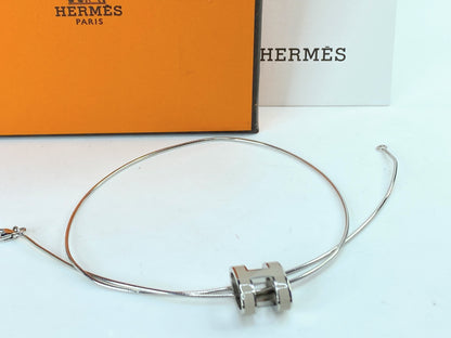 Hermes Pop H Pendant on Sterling Silver Snake Chain vintage..with box GS682