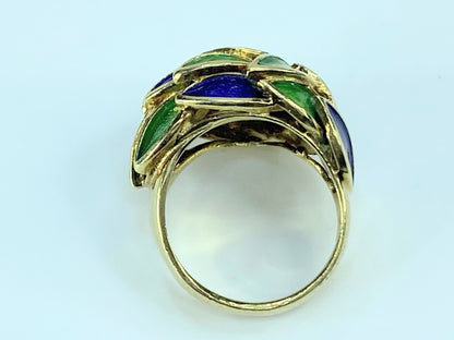 Tiffany & Co. Schlumberger 18K Ring Blue Green Enamel JR9293