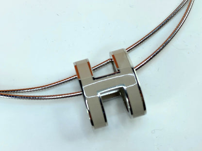 Hermes Pop H Pendant on Sterling Silver Snake Chain vintage..with box GS682