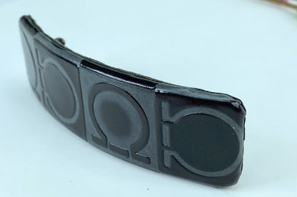 Rare Vintage Salvatore FERRAGAMO Black Leather Embossed Hair Barrette GS660