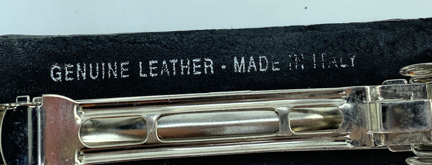 Rare Vintage Salvatore FERRAGAMO Black Leather Embossed Hair Barrette GS660