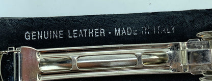 Rare Vintage Salvatore FERRAGAMO Black Leather Embossed Hair Barrette GS660