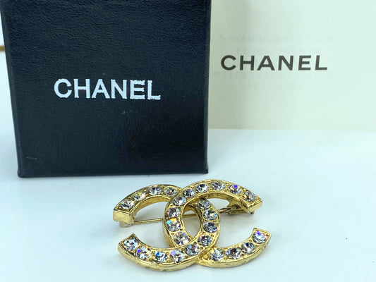 Chanel Icon Series Coco Mark Rhinestone Brooch, vintage, with box GS685