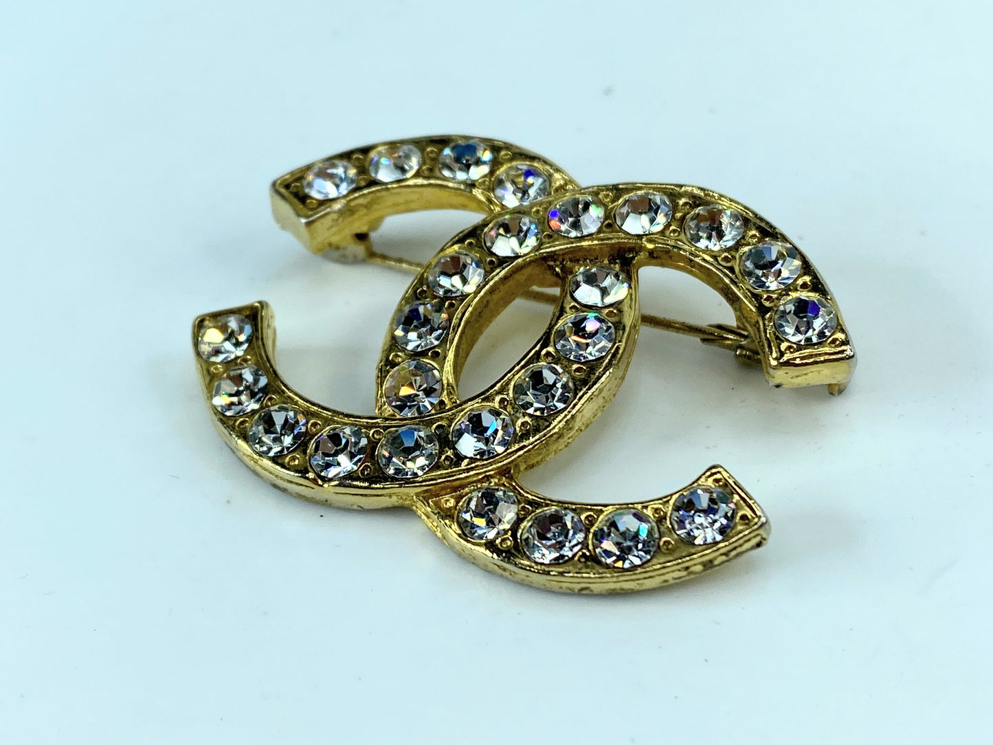 Chanel Icon Series Coco Mark Rhinestone Brooch, vintage, with box GS685