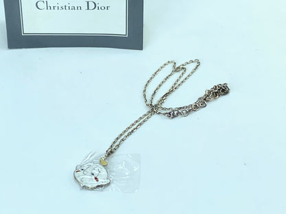 Christian Dior sterling Silver Necklace Enamel "Cry Baby" Pendant, vintage GS686