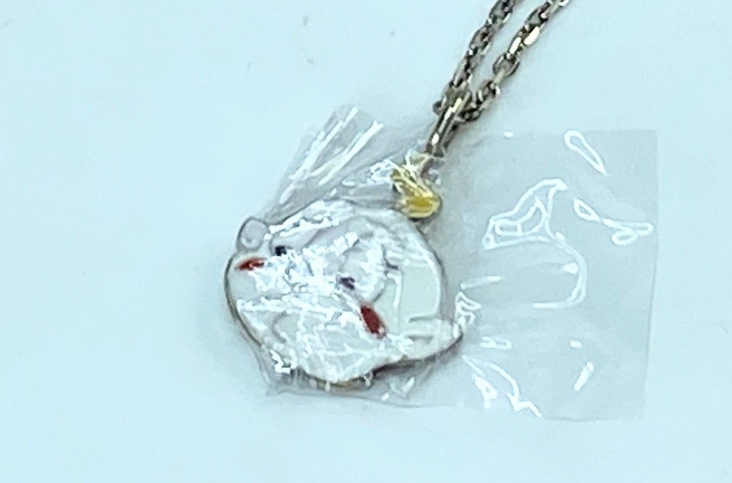 Christian Dior sterling Silver Necklace Enamel "Cry Baby" Pendant, vintage GS686