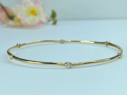 Bezel-Set 0.25ct diamond Bangle Bracelet 14K yellow gold JR9296