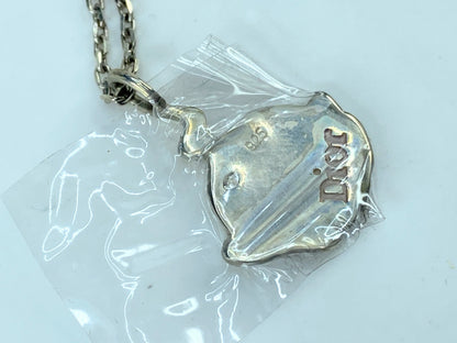 Christian Dior sterling Silver Necklace Enamel "Cry Baby" Pendant, vintage GS686