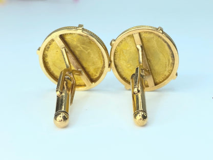 18K yellow gold 1905-1907 British Half Sovereign gold cuff link 15g GS165