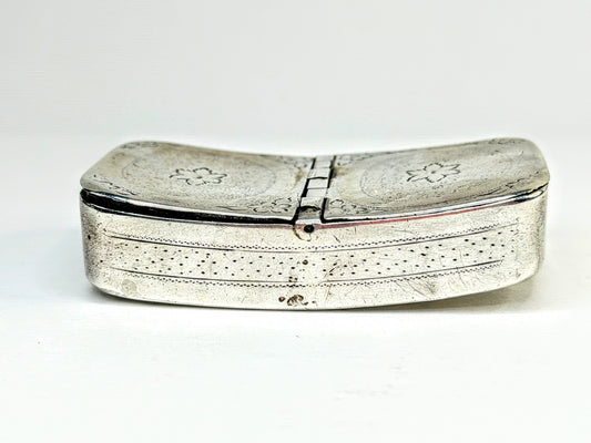 Vintage Bellingham Sterling Silver Curved Double-Opening Snuff Box 2.5" SS371
