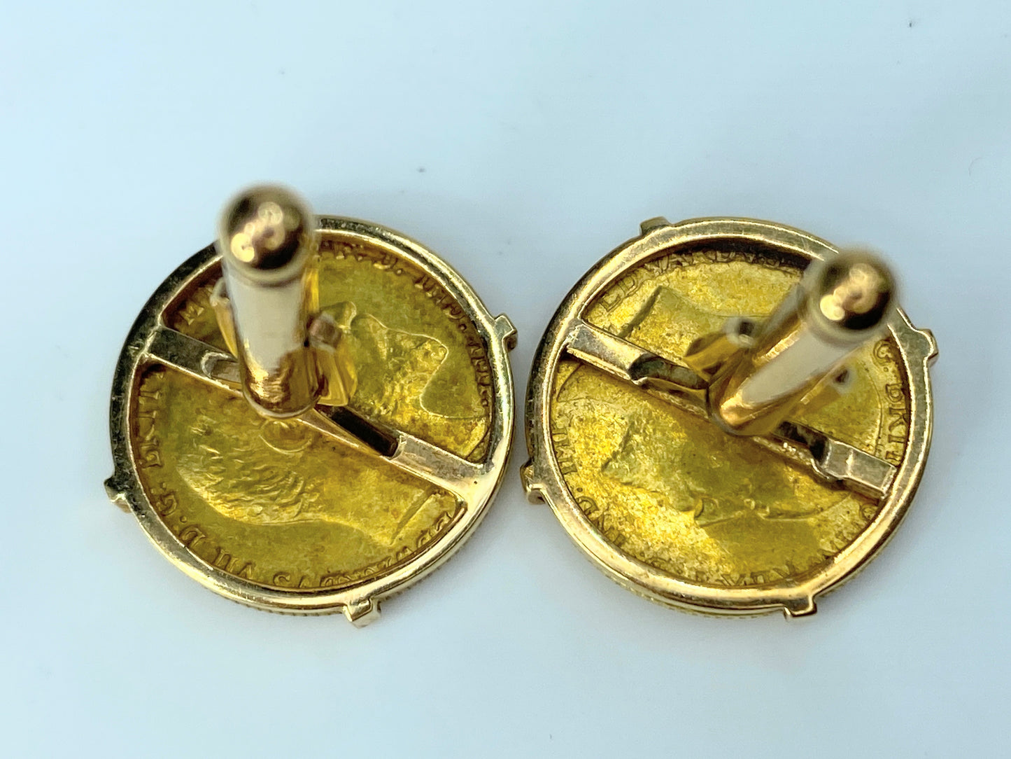 18K yellow gold 1905-1907 British Half Sovereign gold cuff link 15g GS165