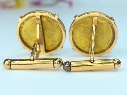 18K yellow gold 1905-1907 British Half Sovereign gold cuff link 15g GS165