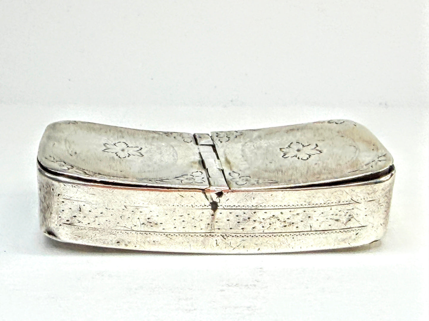 Vintage Bellingham Sterling Silver Curved Double-Opening Snuff Box 2.5" SS371
