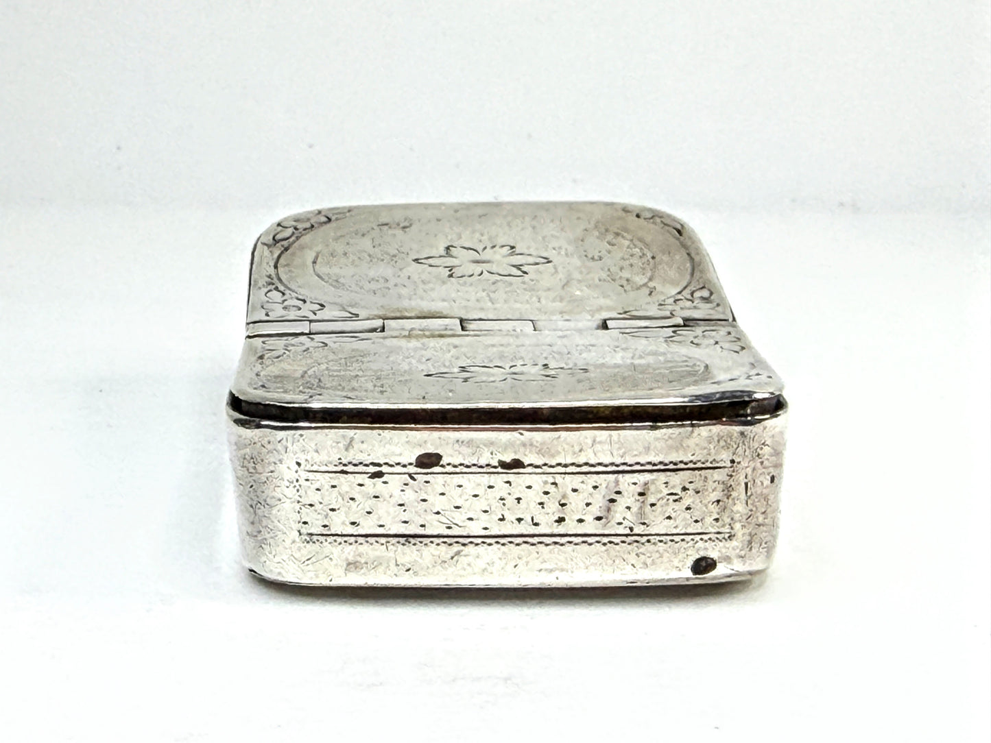 Vintage Bellingham Sterling Silver Curved Double-Opening Snuff Box 2.5" SS371
