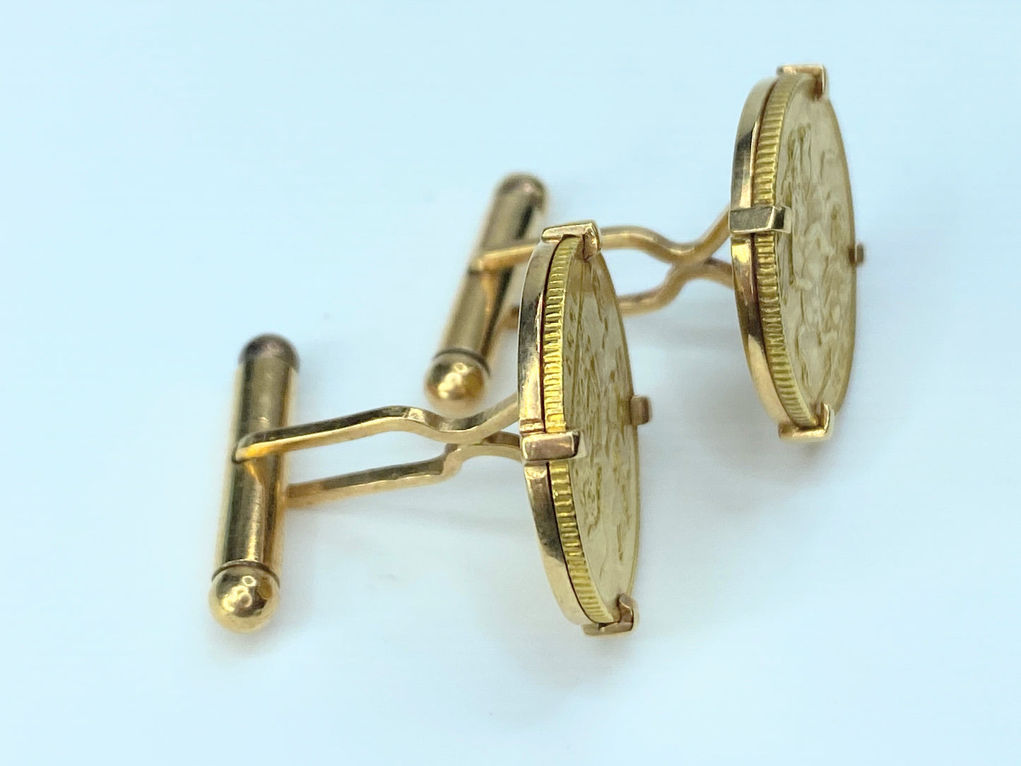 18K yellow gold 1905-1907 British Half Sovereign gold cuff link 15g GS165