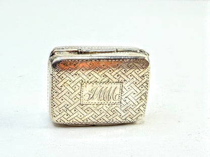 Antique English Sterling Silver Double-Lid Vinaigrette Box 12.2g 1" SS372
