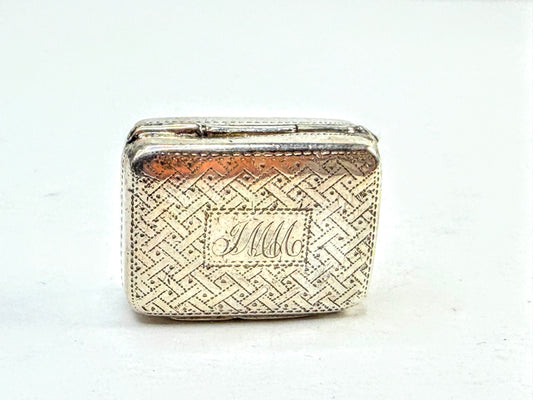 Antique English Sterling Silver Double-Lid Vinaigrette Box 12.2g 1" SS372