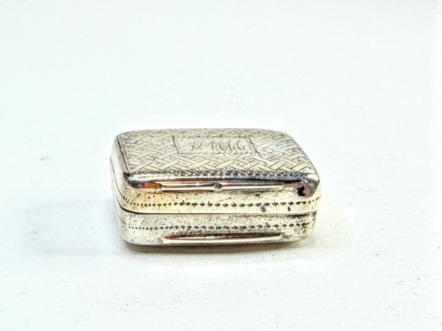 Antique English Sterling Silver Double-Lid Vinaigrette Box 12.2g 1" SS372