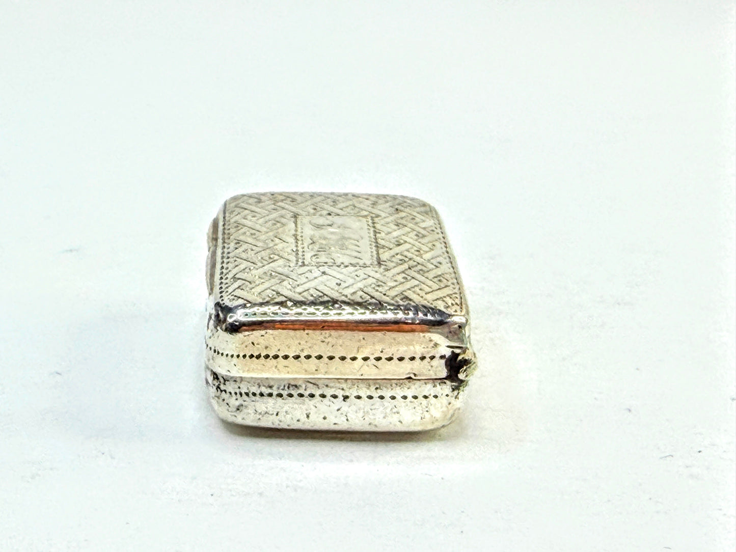 Antique English Sterling Silver Double-Lid Vinaigrette Box 12.2g 1" SS372