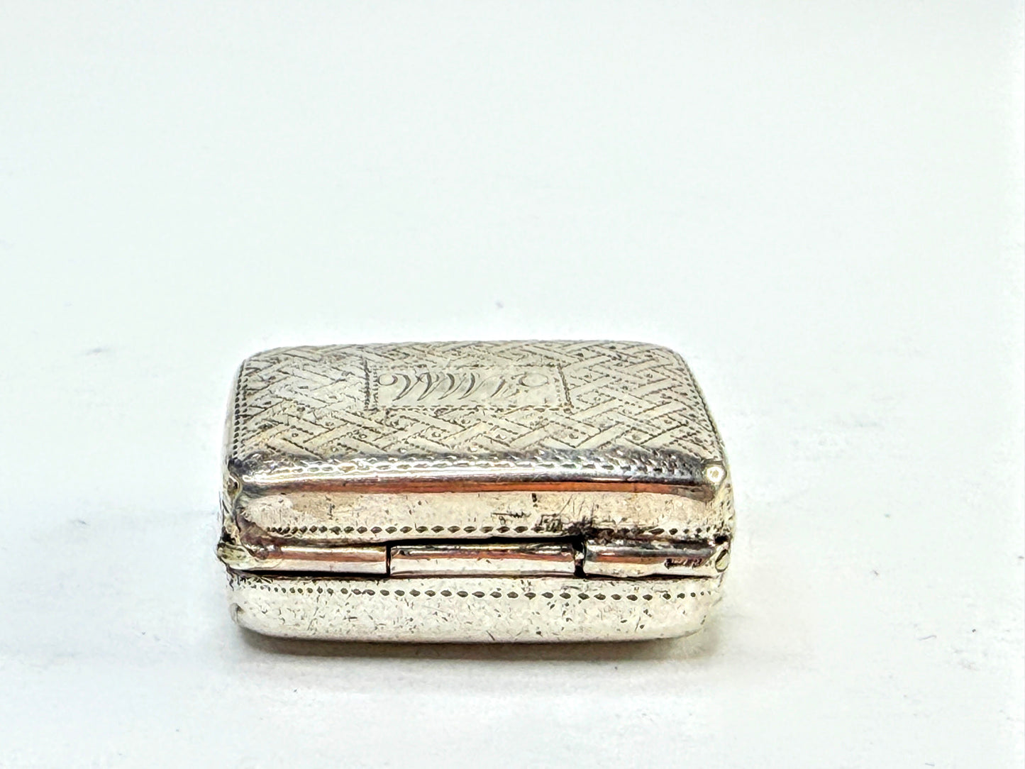Antique English Sterling Silver Double-Lid Vinaigrette Box 12.2g 1" SS372