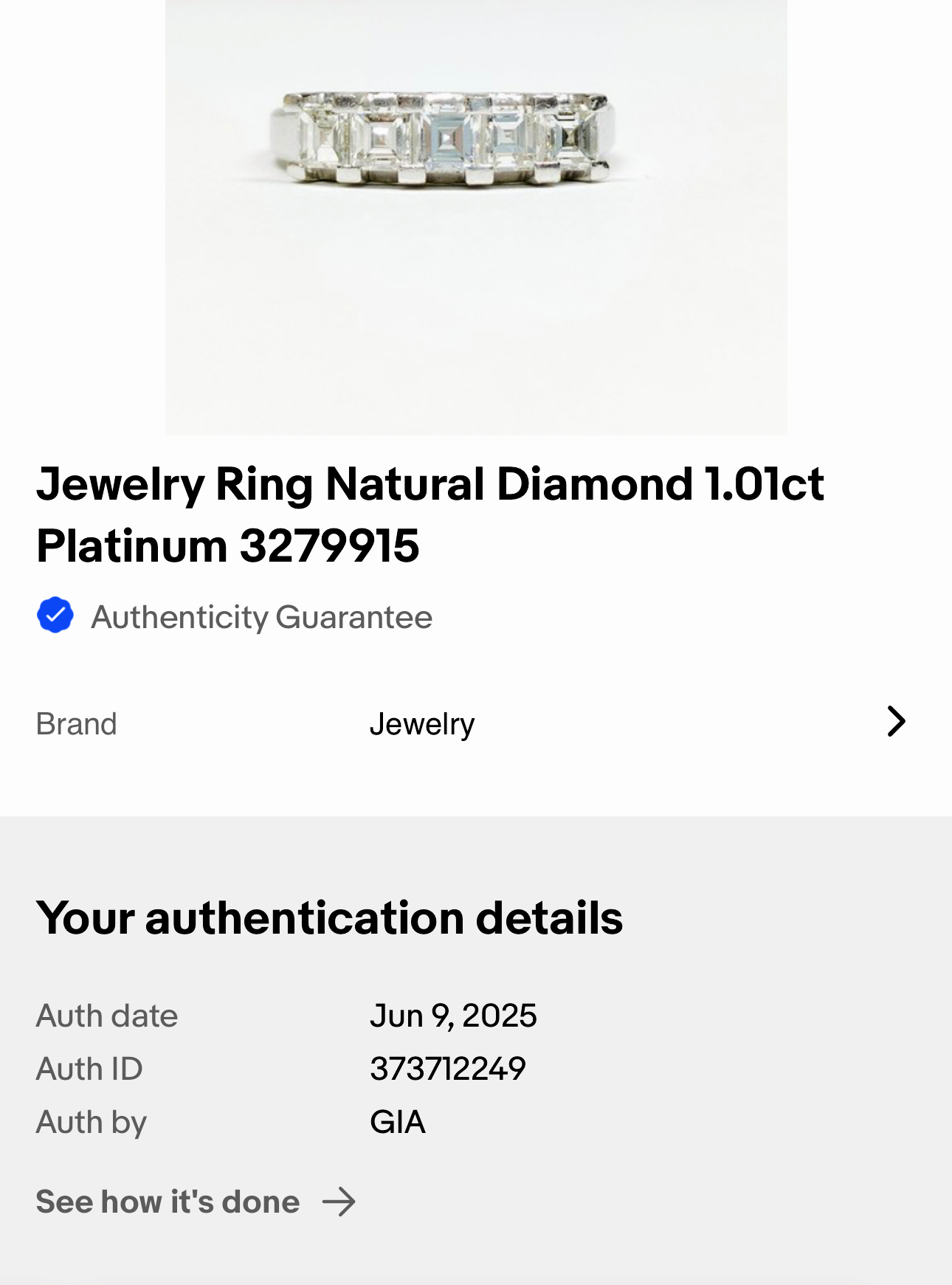 GIA certified Appraised $5,725 Platinum 1.01ct F/VS1 Asscher diamond band JR669
