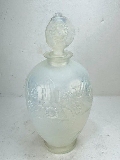 Vintage Tall Sabino France Opalescent Crystal Glass Fleurs Perfume Bottle A993