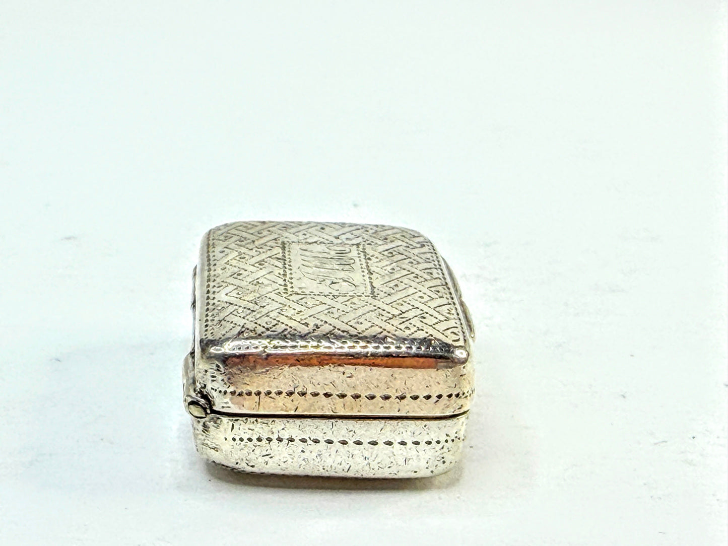 Antique English Sterling Silver Double-Lid Vinaigrette Box 12.2g 1" SS372
