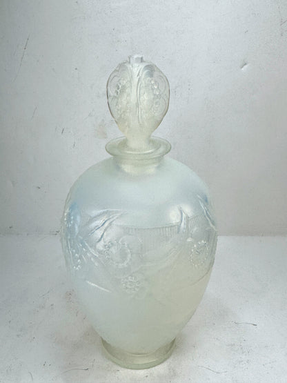 Vintage Tall Sabino France Opalescent Crystal Glass Fleurs Perfume Bottle A993