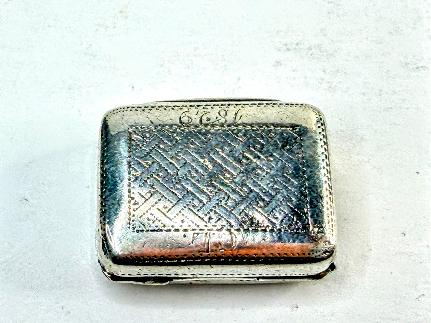 Antique English Sterling Silver Double-Lid Vinaigrette Box 12.2g 1" SS372