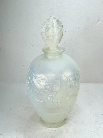 Vintage Tall Sabino France Opalescent Crystal Glass Fleurs Perfume Bottle A993