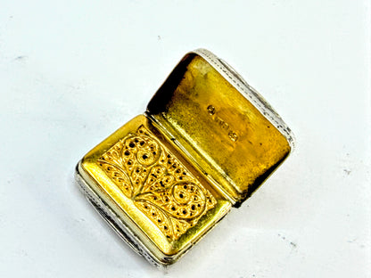 Antique English Sterling Silver Double-Lid Vinaigrette Box 12.2g 1" SS372
