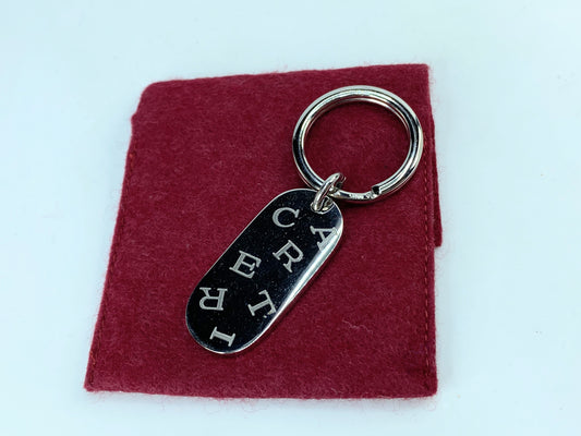 Vintage CARTIER key ring model Oval platinum finish with pouch GS690