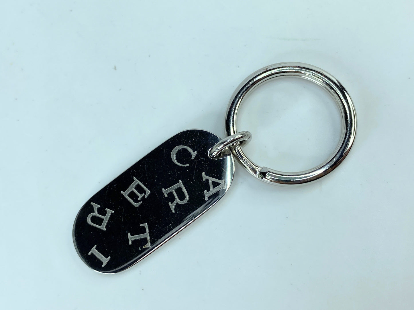 Vintage CARTIER key ring model Oval platinum finish with pouch GS690