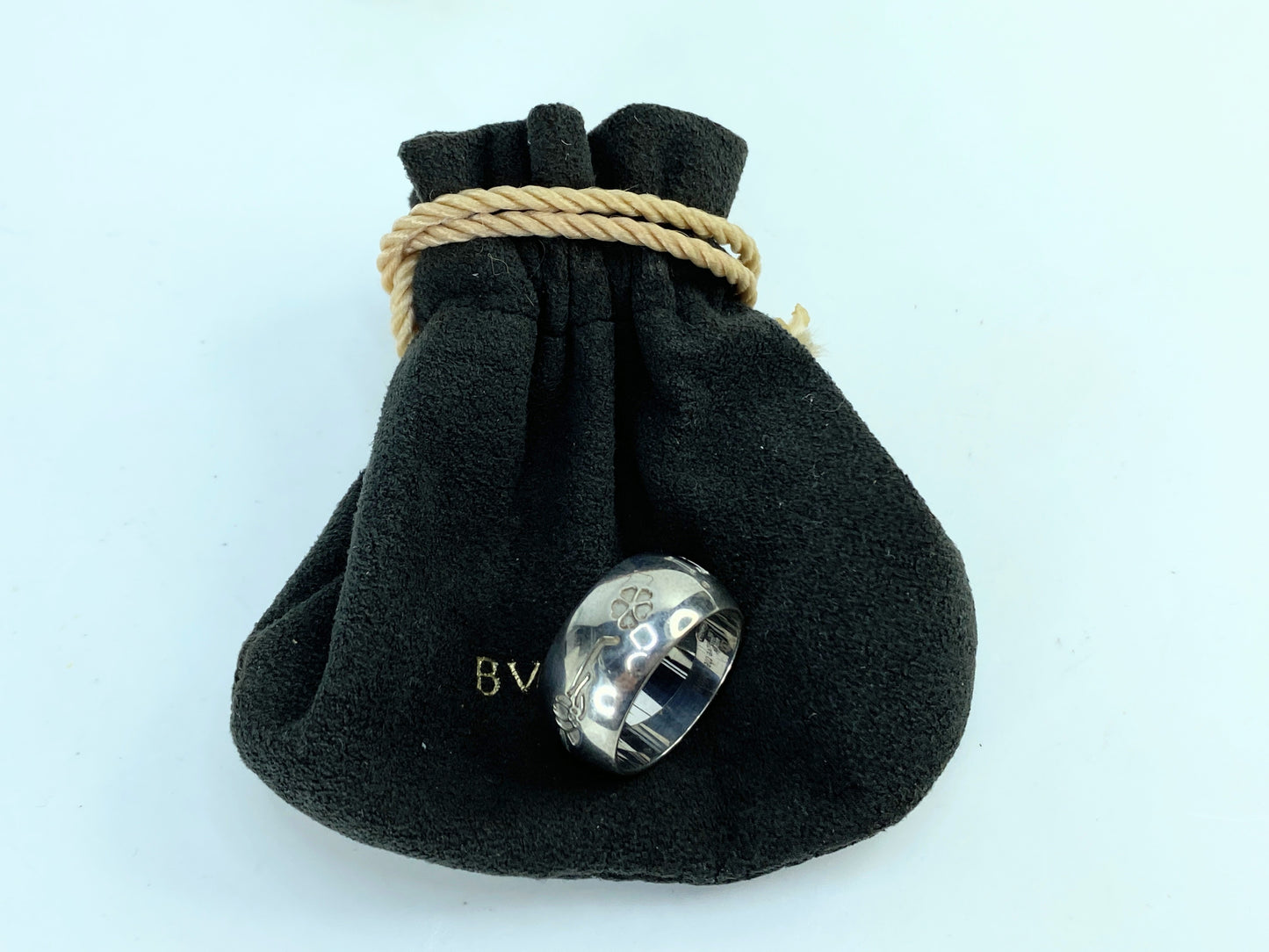 Vintage Sterling BVLGARI Save the Children Silver Ring, Size 54 in bag GS691