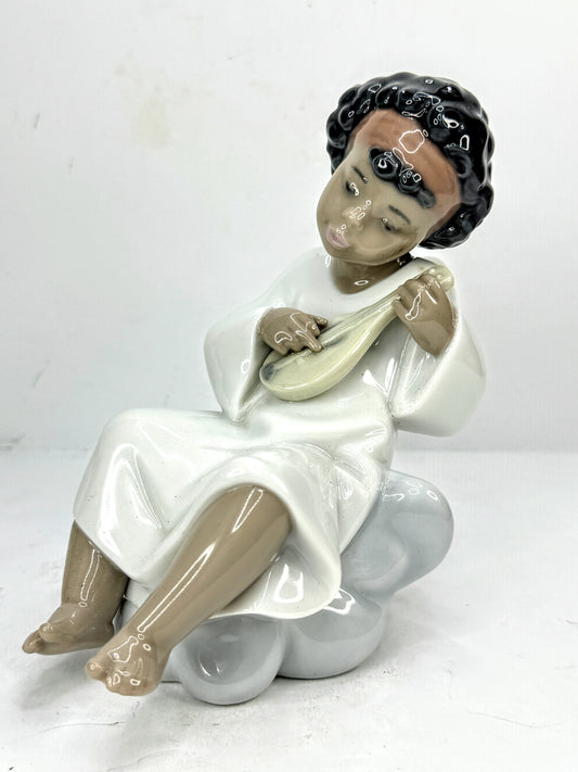 Vintage Lladro An Angel's Tune 06490 Black Legacy Angel Figure Spain A1005