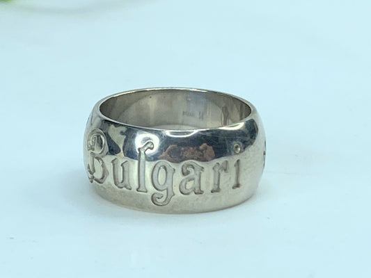 Vintage Sterling BVLGARI Save the Children Silver Ring, Size 54 in bag GS691