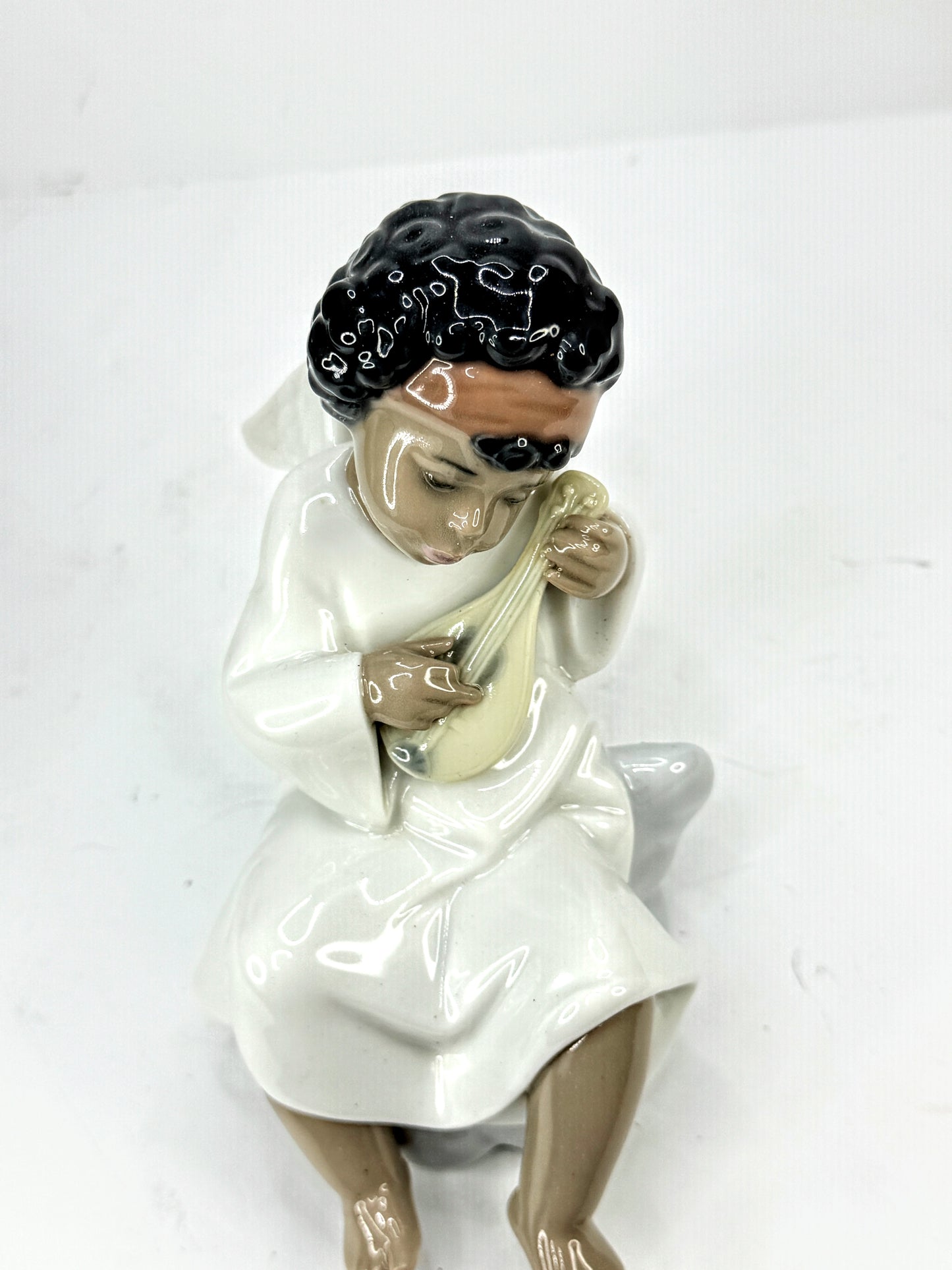 Vintage Lladro An Angel's Tune 06490 Black Legacy Angel Figure Spain A1005