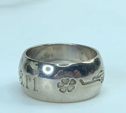 Vintage Sterling BVLGARI Save the Children Silver Ring, Size 54 in bag GS691